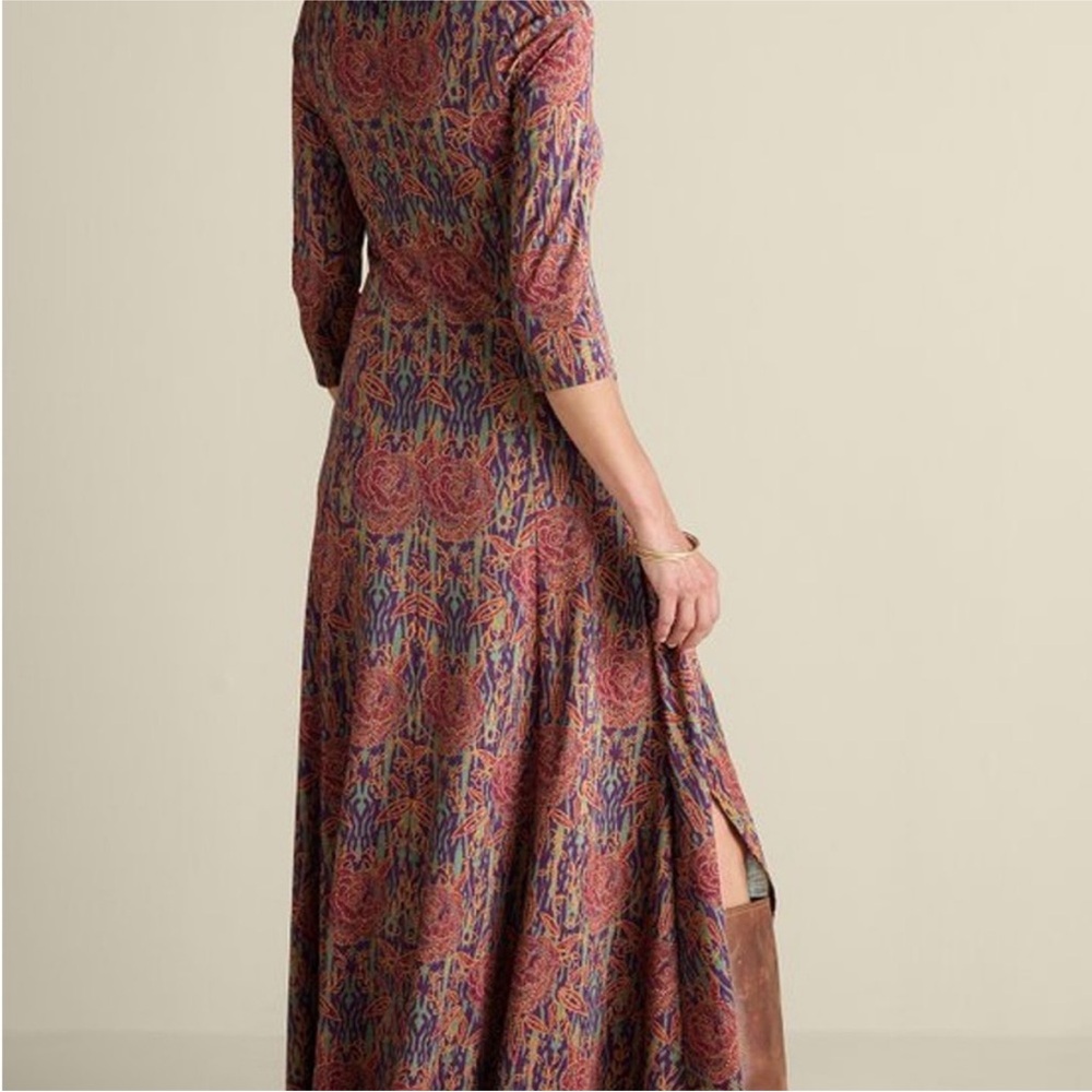 Soft Surroundings Alcott Black Rust Floral Maxi Dress 3/4 Sleeve Size Small - Picture 2 of 12